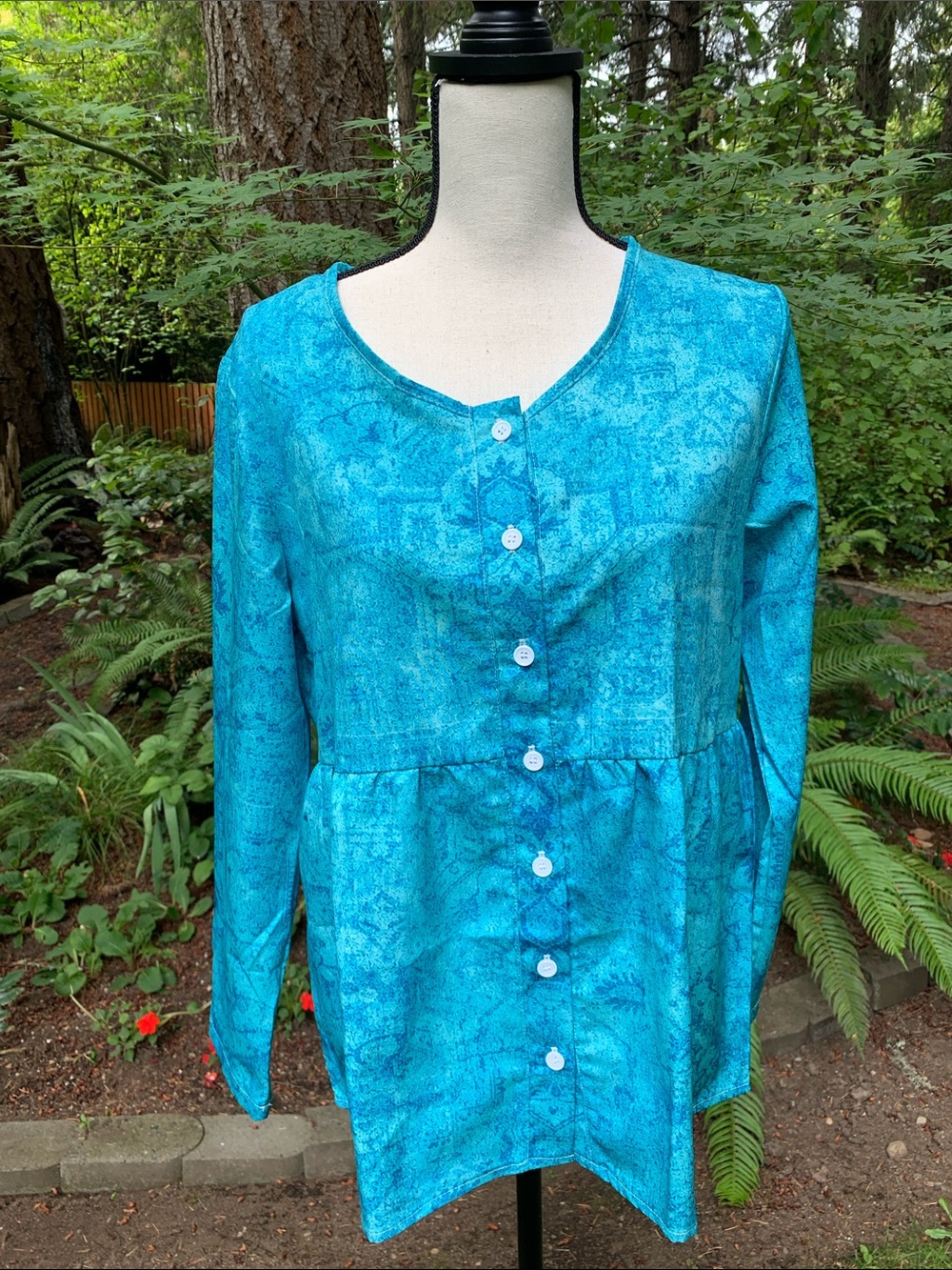 Women’s Turquoise Button-Front Tunic Top